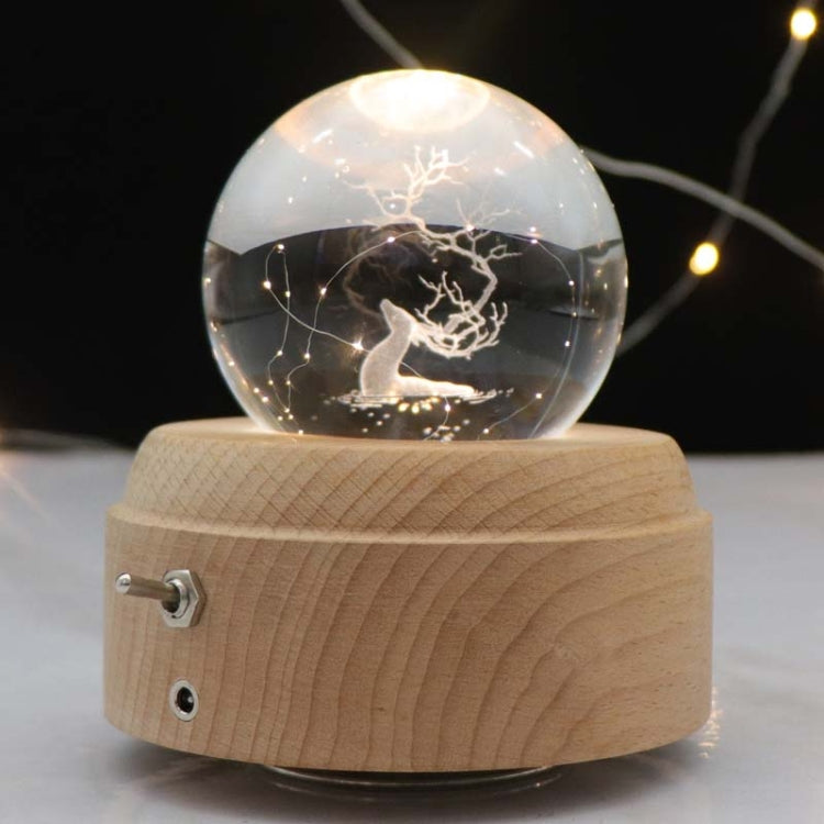 Girl Bedside Lamp Crystal Ball Wooden Base Music Box Charging Glow Rotating Night Light, Random Music, Ballet, Castle, Unicorn, Flying Pig, Dogs, Drawing Girl, Whale, Deer, Deer Head, Cat, Mermaid, Dandelion, Balloon Bear, Christmas Tree, Double Pig���...