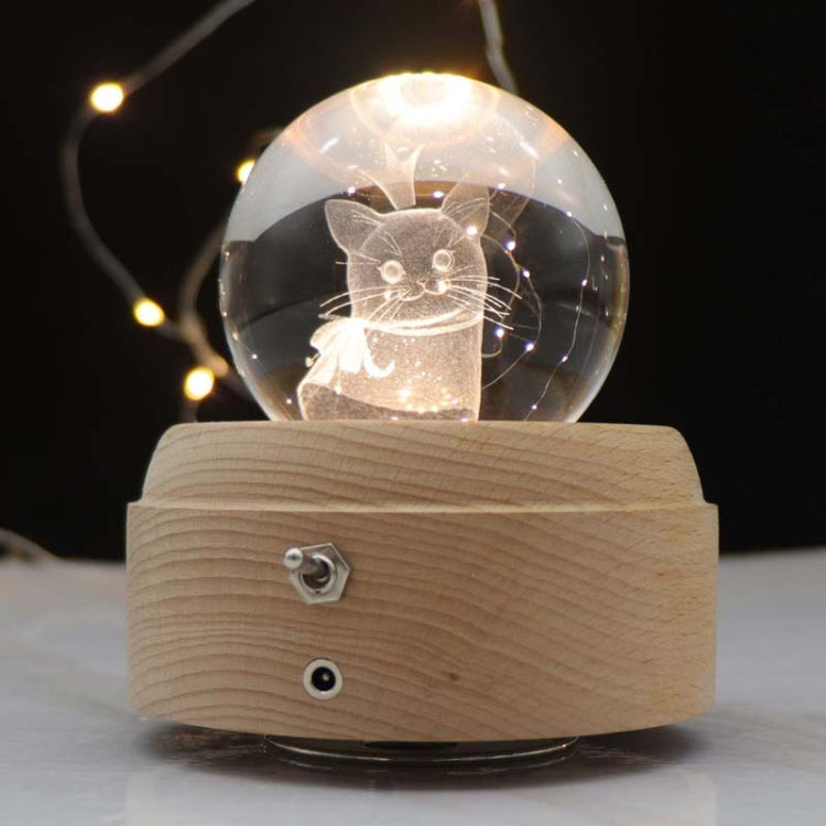 Girl Bedside Lamp Crystal Ball Wooden Base Music Box Charging Glow Rotating Night Light, Random Music, Ballet, Castle, Unicorn, Flying Pig, Dogs, Drawing Girl, Whale, Deer, Deer Head, Cat, Mermaid, Dandelion, Balloon Bear, Christmas Tree, Double Pig���...