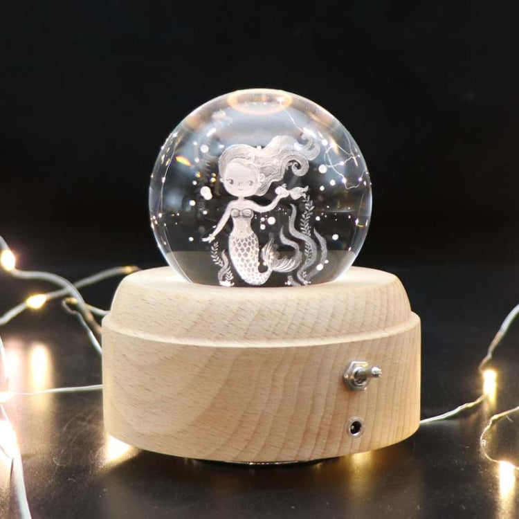 Girl Bedside Lamp Crystal Ball Wooden Base Music Box Charging Glow Rotating Night Light, Random Music, Ballet, Castle, Unicorn, Flying Pig, Dogs, Drawing Girl, Whale, Deer, Deer Head, Cat, Mermaid, Dandelion, Balloon Bear, Christmas Tree, Double Pig���...
