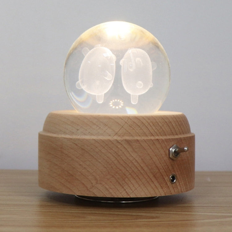 Girl Bedside Lamp Crystal Ball Wooden Base Music Box Charging Glow Rotating Night Light, Random Music, Ballet, Castle, Unicorn, Flying Pig, Dogs, Drawing Girl, Whale, Deer, Deer Head, Cat, Mermaid, Dandelion, Balloon Bear, Christmas Tree, Double Pig���...