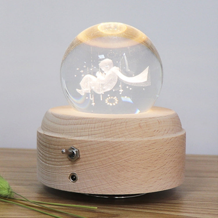 Girl Bedside Lamp Crystal Ball Wooden Base Music Box Charging Glow Rotating Night Light, Random Music, Ballet, Castle, Unicorn, Flying Pig, Dogs, Drawing Girl, Whale, Deer, Deer Head, Cat, Mermaid, Dandelion, Balloon Bear, Christmas Tree, Double Pig���...