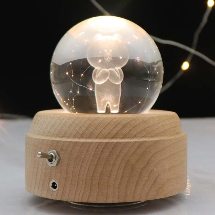 Girl Bedside Lamp Crystal Ball Wooden Base Music Box Charging Glow Rotating Night Light, Random Music, Ballet, Castle, Unicorn, Flying Pig, Dogs, Drawing Girl, Whale, Deer, Deer Head, Cat, Mermaid, Dandelion, Balloon Bear, Christmas Tree, Double Pig���...