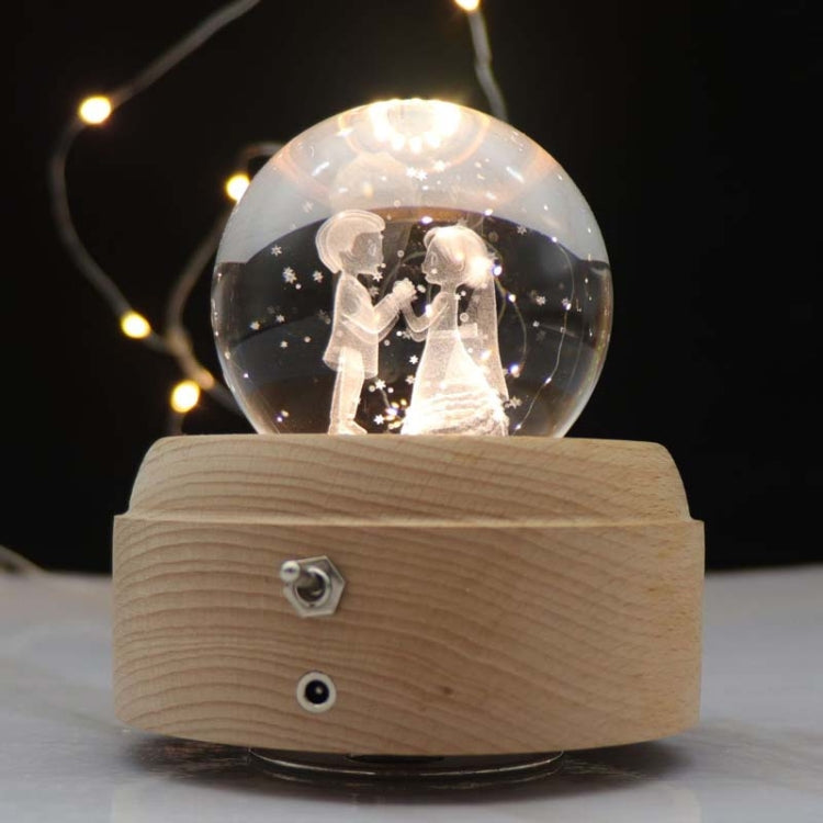 Girl Bedside Lamp Crystal Ball Wooden Base Music Box Charging Glow Rotating Night Light, Random Music, Ballet, Castle, Unicorn, Flying Pig, Dogs, Drawing Girl, Whale, Deer, Deer Head, Cat, Mermaid, Dandelion, Balloon Bear, Christmas Tree, Double Pig���...