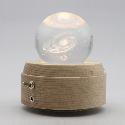 Girl Bedside Lamp Crystal Ball Wooden Base Music Box Charging Glow Rotating Night Light, Random Music, Ballet, Castle, Unicorn, Flying Pig, Dogs, Drawing Girl, Whale, Deer, Deer Head, Cat, Mermaid, Dandelion, Balloon Bear, Christmas Tree, Double Pig���...