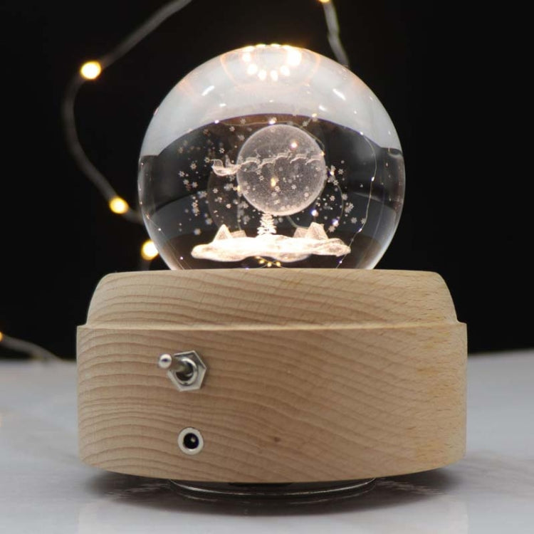 Girl Bedside Lamp Crystal Ball Wooden Base Music Box Charging Glow Rotating Night Light, Random Music, Ballet, Castle, Unicorn, Flying Pig, Dogs, Drawing Girl, Whale, Deer, Deer Head, Cat, Mermaid, Dandelion, Balloon Bear, Christmas Tree, Double Pig���...