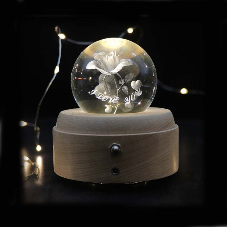 Girl Bedside Lamp Crystal Ball Wooden Base Music Box Charging Glow Rotating Night Light, Random Music, Ballet, Castle, Unicorn, Flying Pig, Dogs, Drawing Girl, Whale, Deer, Deer Head, Cat, Mermaid, Dandelion, Balloon Bear, Christmas Tree, Double Pig���...