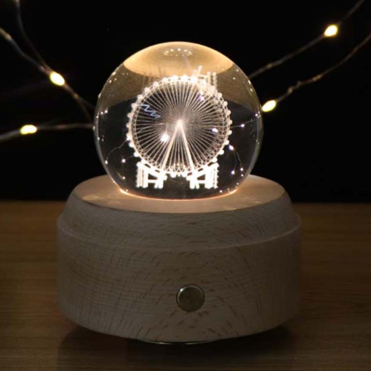 Girl Bedside Lamp Crystal Ball Wooden Base Music Box Charging Glow Rotating Night Light, Random Music, Ballet, Castle, Unicorn, Flying Pig, Dogs, Drawing Girl, Whale, Deer, Deer Head, Cat, Mermaid, Dandelion, Balloon Bear, Christmas Tree, Double Pig���...
