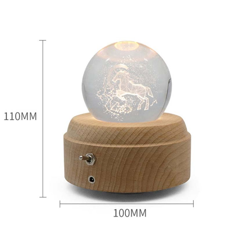 Girl Bedside Lamp Crystal Ball Wooden Base Music Box Charging Glow Rotating Night Light, Random Music, Ballet, Castle, Unicorn, Flying Pig, Dogs, Drawing Girl, Whale, Deer, Deer Head, Cat, Mermaid, Dandelion, Balloon Bear, Christmas Tree, Double Pig���...