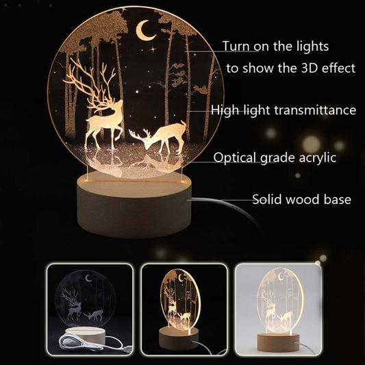 3D Atmosphere Decorative Light Acrylic Inner Carved LED Night Light Creative Girl Table Lamp, Double Deer, Whale Girl, Deer, Cartoon Astronaut, Good Night, Flamingo, Full Moon, Tree Cat, Swan, Stars And Moon, Full Moon Swan, Moon Girl