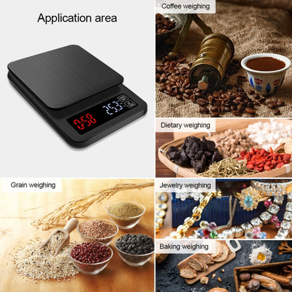 ميزان قهوة منزلي يعمل يدويًا، ميزان مطبخ ذكي مزود بمنفذ USB مع توقيت، 3 كجم/0.1 جم، 5 كجم/0.1 جم، 10 كجم/1 جم