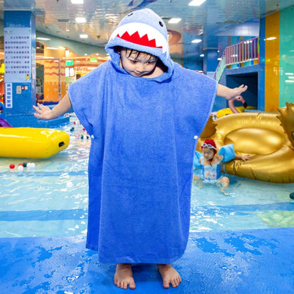 Cotton Cloak Home Bathroom Lengthen Children Wearable Bath Towel 70 cm, Pink Unicorn DP19S-4, Green Crocodile DP19S-5, Blue Shark DP19S-6