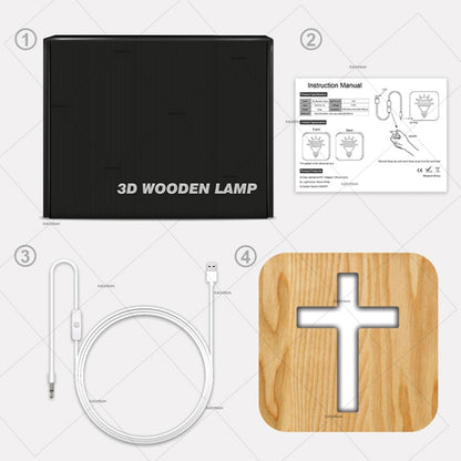 Cross Pine Craft Table Lamp Wooden LED Night Light, Cross