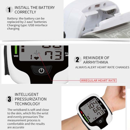 Wrist Type Electronic Blood Pressure Monitor Home Automatic Wrist Type Blood Pressure Measurement, Live Voice Broadcast, No Voice Announcement