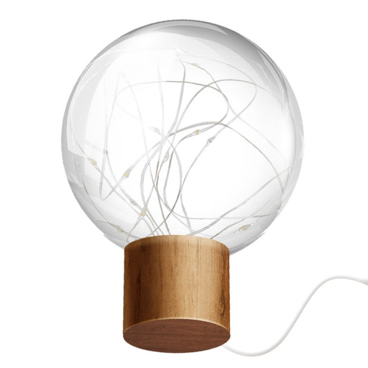 Star Moon Night Light USB Wood Base LED Atmosphere Light, Round Base