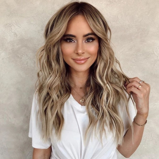 Female Mid-point Gradual Long Curly Hair Wig Chemical Fiber Headgear