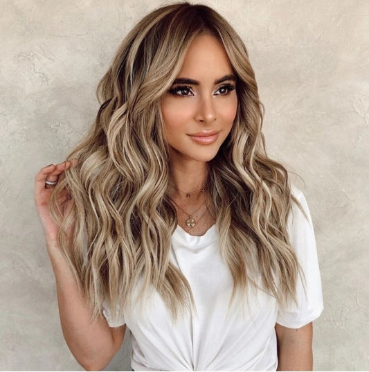 Female Mid-point Gradual Long Curly Hair Wig Chemical Fiber Headgear