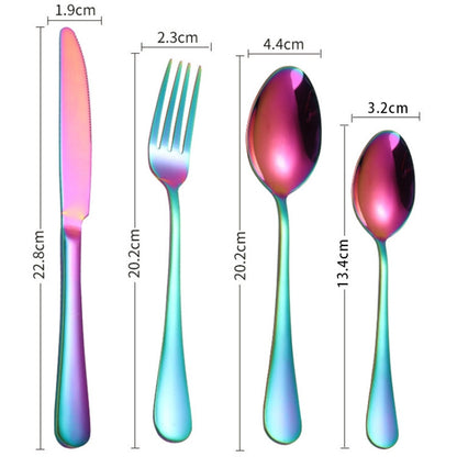 24 in 1 Stainless Steel Tableware Western Steak Cutlery Gift Set, Silver, Golden, Rose Gold, Rainbow Color, Black