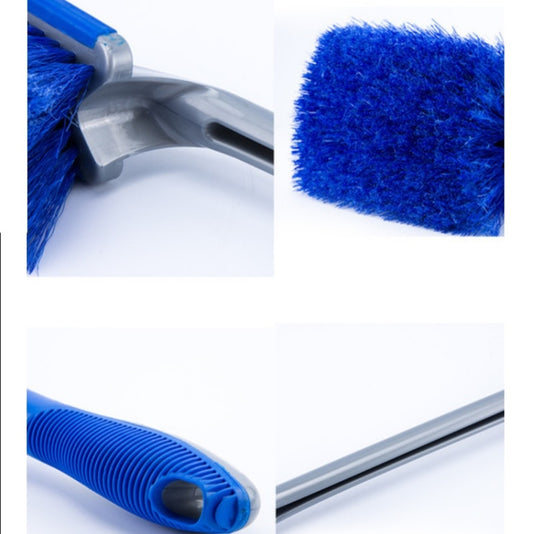 3 PCS Wheel Hub Long-Handled Brush Special Tool For Powerful Decontamination & Cleaning Of Tires, Blue Straight Brush, Blue Short Handle, Blue Long Pole
