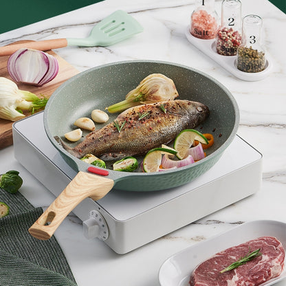 Maifan Stone Flat-Bottomed Non-Stick Pan Household Steak Frying Pan For Induction Cooker, 20cm, 24cm, 28cm