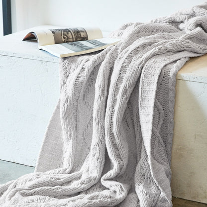 Home Soft Decoration Chenille Knitted Leisure Blanket Sofa Air Conditioning Blanket Car Blanket, 130x180cm