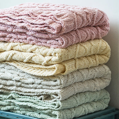 Home Soft Decoration Chenille Knitted Leisure Blanket Sofa Air Conditioning Blanket Car Blanket, 130x180cm
