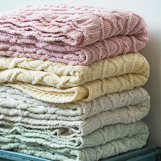 Home Soft Decoration Chenille Knitted Leisure Blanket Sofa Air Conditioning Blanket Car Blanket, 130x180cm