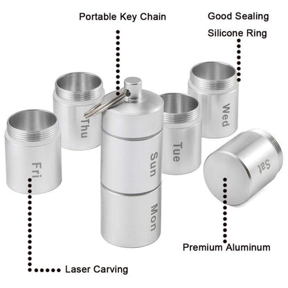 Sealed Waterproof 7 Days Split Aluminum Alloy Metal Pill Box, Pill Box