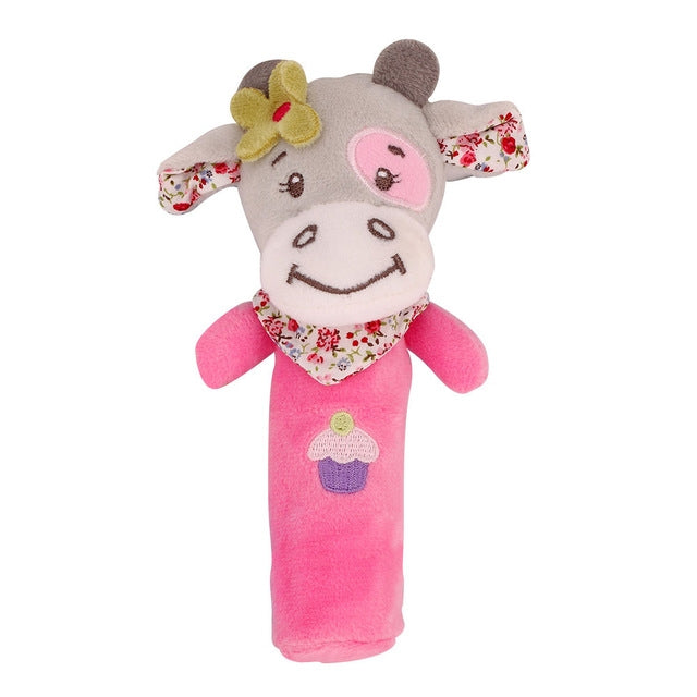 Cartoon Animal Hand Bell Rattle Interactive Toy Child Comfort Hand Grabbing Soft Plush Baby Toy