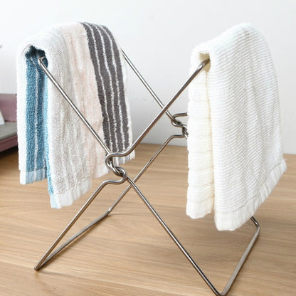 Stainless Steel Kitchen Foldable Storage Rack Plastic Bag Towel Trash Can Holder, Trash Can Holder