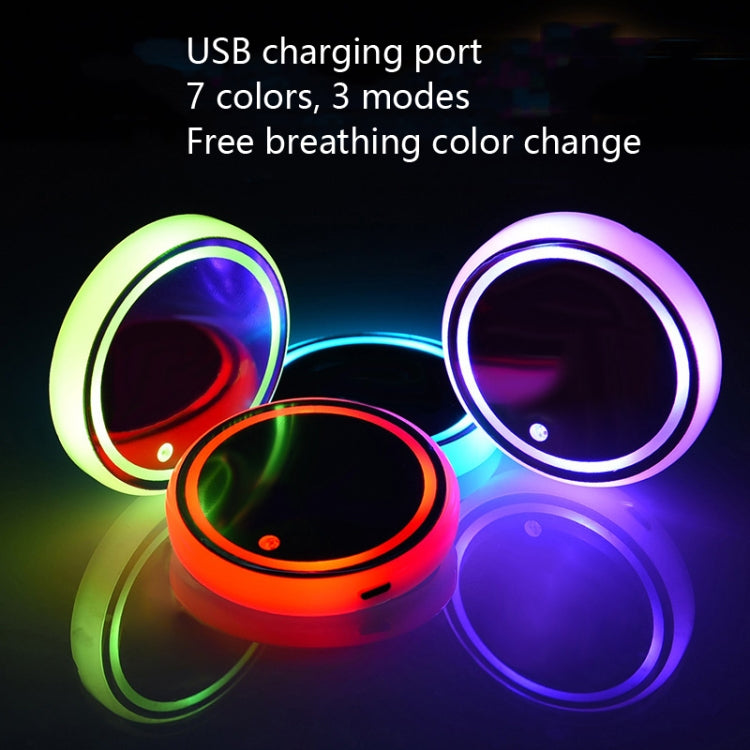 قطعتان من مصابيح المياه المضيئة LED للسيارة، إضاءة جو السيارة، شحن USB، مضادة للانزلاق، مصابيح مياه مضيئة للسيارة