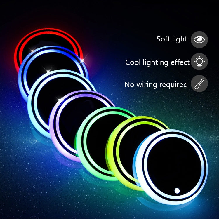 قطعتان من مصابيح المياه المضيئة LED للسيارة، إضاءة جو السيارة، شحن USB، مضادة للانزلاق، مصابيح مياه مضيئة للسيارة