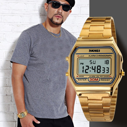 SKMEI 1123 Men Business Lightweight Watch Waterproof Steel Band Electronic Watch