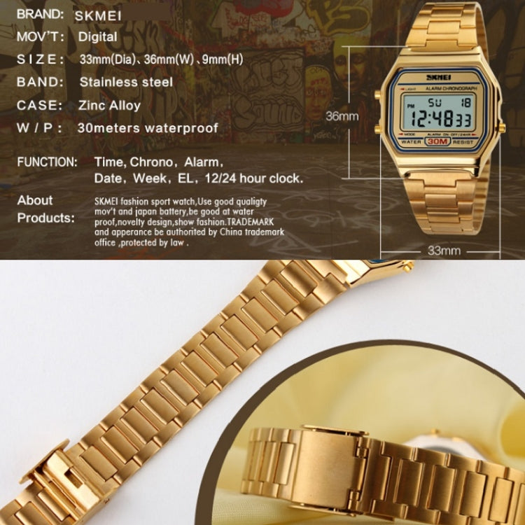 SKMEI 1123 Men Business Lightweight Watch Waterproof Steel Band Electronic Watch