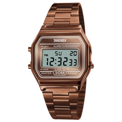 SKMEI 1123 Men Business Lightweight Watch Waterproof Steel Band Electronic Watch