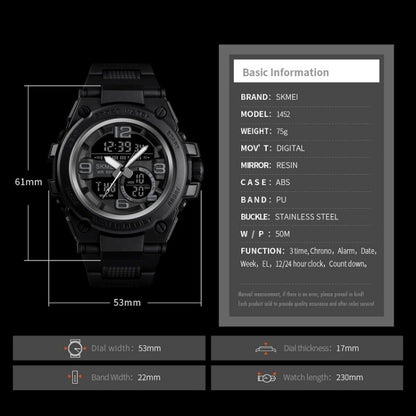SKMEI 1452 Outdoor Sports Electronic Watch Multifunctional Waterproof Watch