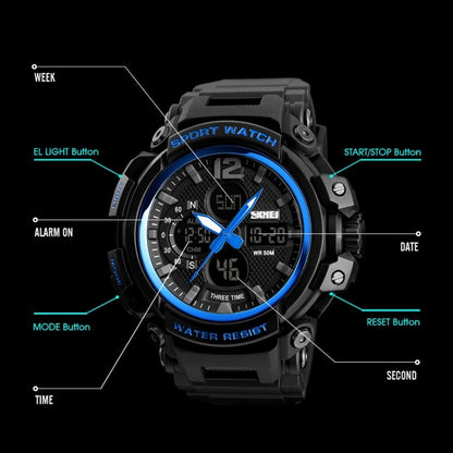 SKMEI 1343 Men Outdoor Sports Waterproof Watch Student Digital Watch
