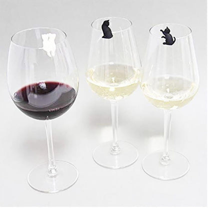 6pcs / Set Cat Drinks Wine Glass Marker Recognizer Tea Bag Hanging, Cat