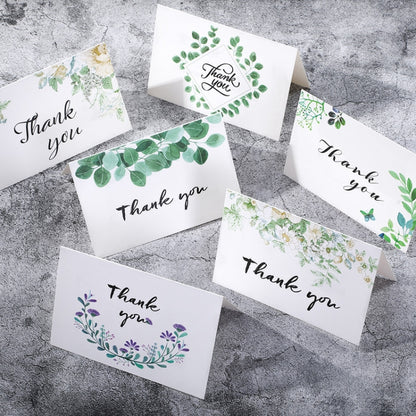 6pcs / Set Thank You Card Creative Half-Fold Greeting Card, Half-Fold Greeting Card