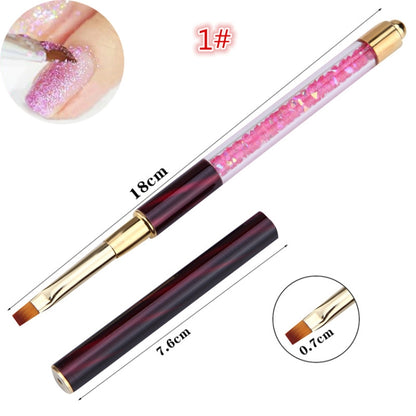 Cat Eye Pen Barrel Painted Pen With Diamond Light Therapy Nail Tool Light Therapy Pen, 1# Red Stripes (Flat Head), 2# Purple Stripes (Gradient), 3# White Stripes (Round Head), 4# Dark Blue Stripes (Oblique Head), 5# Dark Green Stripes (Short Cable)����...
