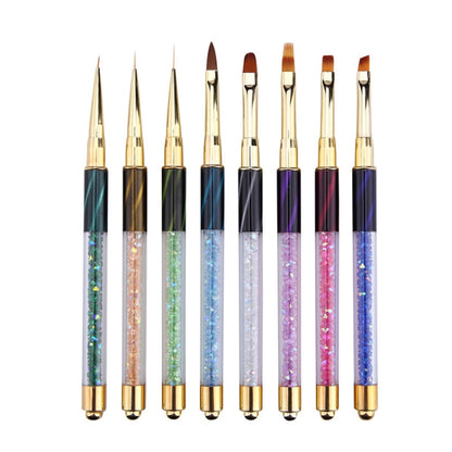 Cat Eye Pen Barrel Painted Pen With Diamond Light Therapy Nail Tool Light Therapy Pen, 1# Red Stripes (Flat Head), 2# Purple Stripes (Gradient), 3# White Stripes (Round Head), 4# Dark Blue Stripes (Oblique Head), 5# Dark Green Stripes (Short Cable)����...