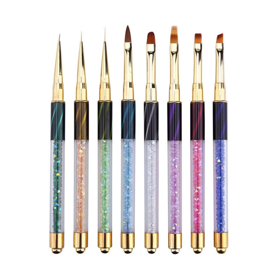 Cat Eye Pen Barrel Painted Pen With Diamond Light Therapy Nail Tool Light Therapy Pen, 1# Red Stripes (Flat Head), 2# Purple Stripes (Gradient), 3# White Stripes (Round Head), 4# Dark Blue Stripes (Oblique Head), 5# Dark Green Stripes (Short Cable)����...