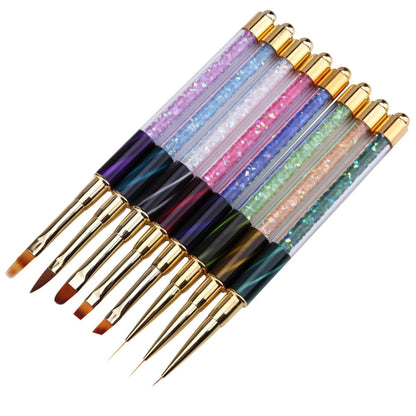Cat Eye Pen Barrel Painted Pen With Diamond Light Therapy Nail Tool Light Therapy Pen, 1# Red Stripes (Flat Head), 2# Purple Stripes (Gradient), 3# White Stripes (Round Head), 4# Dark Blue Stripes (Oblique Head), 5# Dark Green Stripes (Short Cable)����...