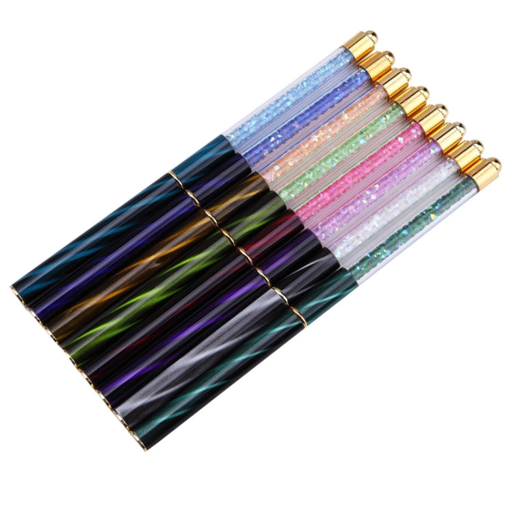 Cat Eye Pen Barrel Painted Pen With Diamond Light Therapy Nail Tool Light Therapy Pen, 1# Red Stripes (Flat Head), 2# Purple Stripes (Gradient), 3# White Stripes (Round Head), 4# Dark Blue Stripes (Oblique Head), 5# Dark Green Stripes (Short Cable)����...