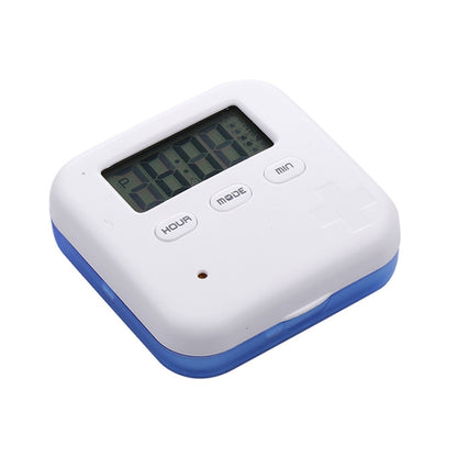Electronic Smart Timing Medicine Box Portable Medicine Dispensing Storage Box, Blue, Gray