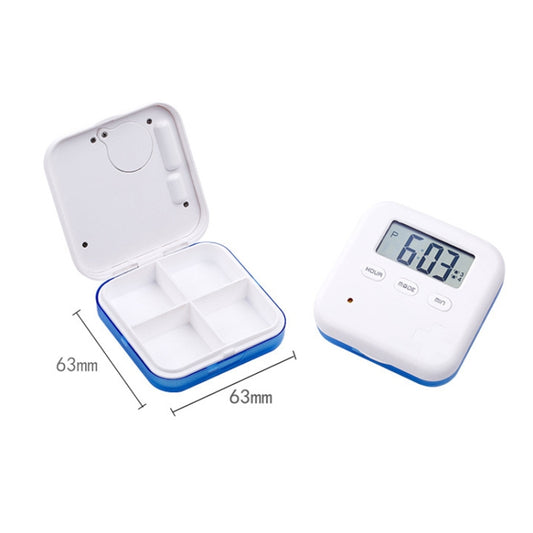 Electronic Smart Timing Medicine Box Portable Medicine Dispensing Storage Box, Blue, Gray