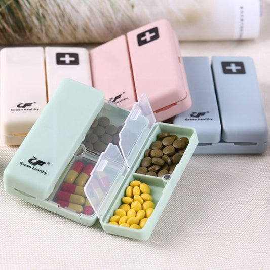 Folding Portable Sealed and Dispensing Small Pill Box, Blue, White, Green, Pink