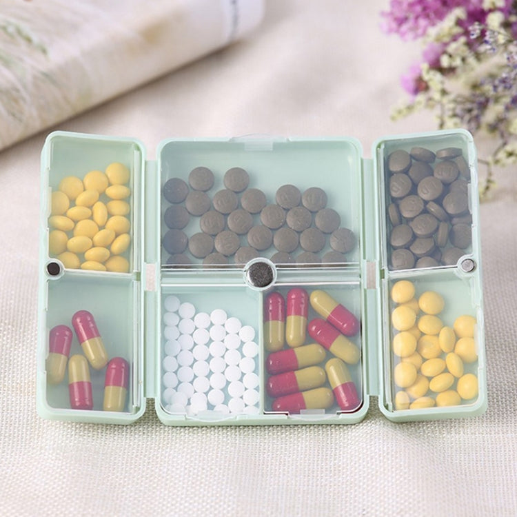 Folding Portable Sealed and Dispensing Small Pill Box, Blue, White, Green, Pink
