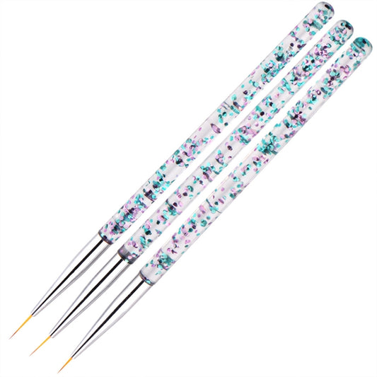 3pcs / Set Nail Art Brush Tool Acrylic Nail Crystal Carving Phototherapy Drawing Pen, Silver Tube, Golden Tube