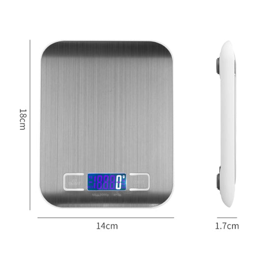 Stainless Steel Small Food Electronic Scale Kitchen Portable Baking Electronic Scale, 5kg/1g (Battery Model White), 5kg/1g (Battery Model Black), 10kg/1g (Battery Model White), 5kg/1g (Rechargeable White), 10kg/1g (Rechargeable White)������������������...