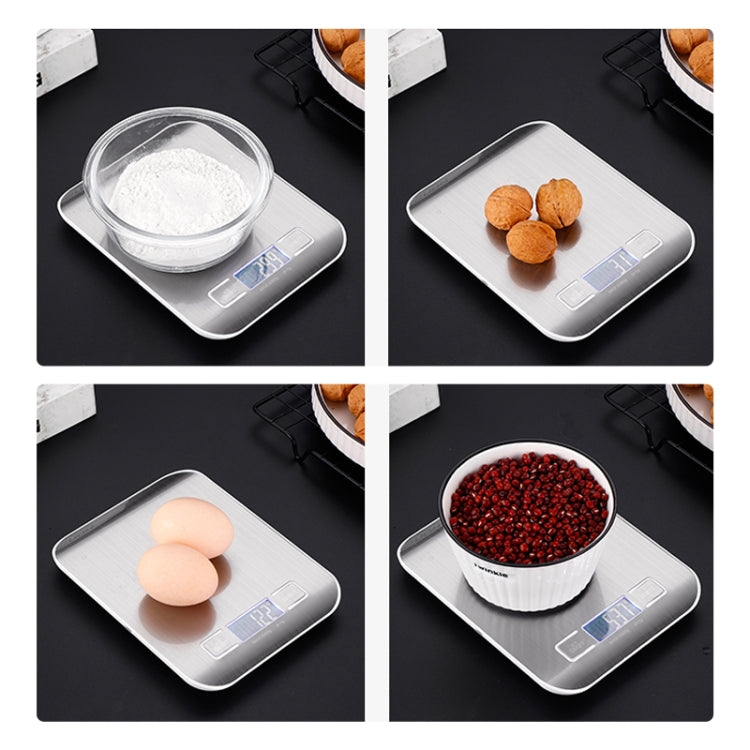 Stainless Steel Small Food Electronic Scale Kitchen Portable Baking Electronic Scale, 5kg/1g (Battery Model White), 5kg/1g (Battery Model Black), 10kg/1g (Battery Model White), 5kg/1g (Rechargeable White), 10kg/1g (Rechargeable White)������������������...